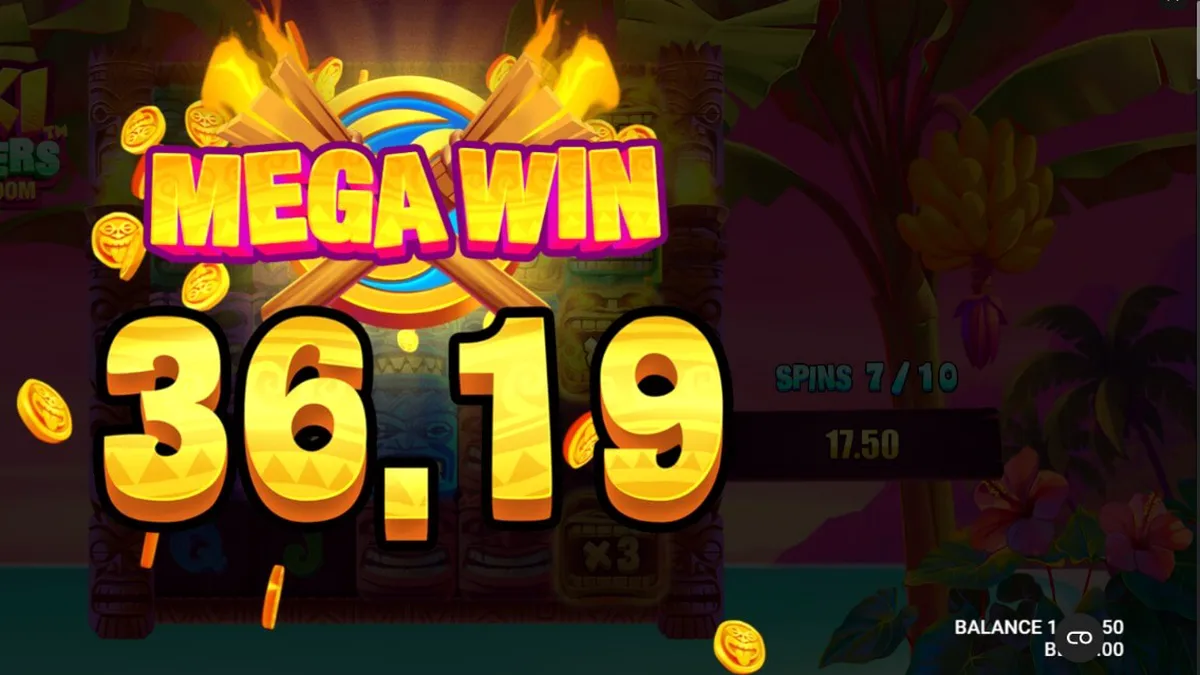 Tiki Clusters Blaze & Boom slot gameplay screen